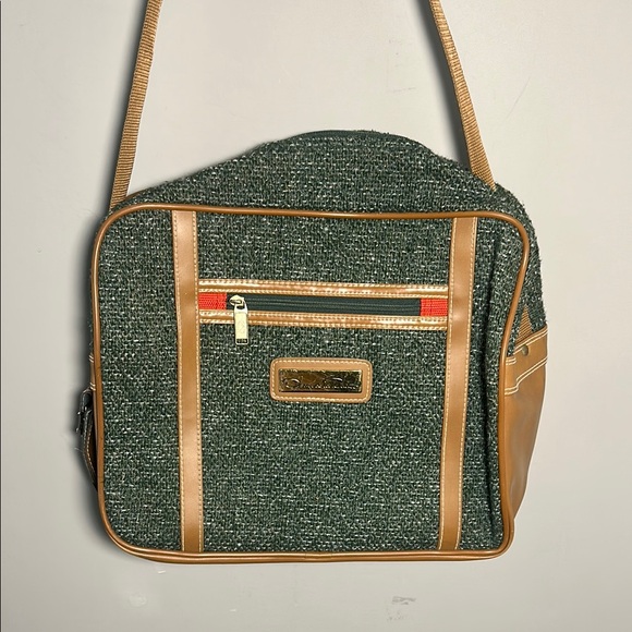 Oscar de la renta Stylish Green tweed style Tan Men's Bag - Picture 1 of 9